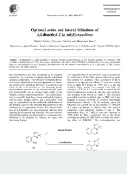 Optional ortho and lateral lithiations of 4,4-dimethyl-2-(o-tolyl)oxazolines